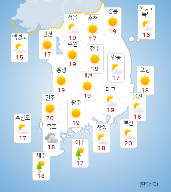 20일 오후 날씨 예보 [자료=기상청]